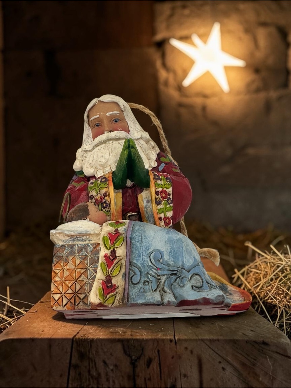 Jim Shore Heartwood Creek Santa Kneeling Baby Jesus Ornament 2009 4013899 NWOB